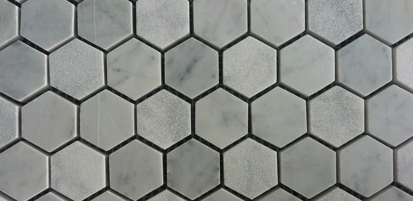 Carrara hexagonal honed mosaics